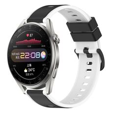 Per Huawei Watch 3 Pro 22mm Cinturino in silicone bicolore (nero + bianco)