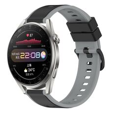 Per Huawei Watch 3 Pro 22mm Cinturino in silicone bicolore (nero + grigio)