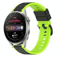Per Huawei Watch 3 Pro 22mm Cinturino in silicone bicolore (nero + verde lime)