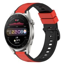 Per Huawei Watch 3 Pro 22mm Cinturino in silicone bicolore (rosso + nero)
