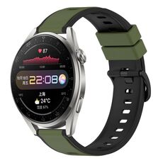 Per Huawei Watch 3 Pro 22mm Cinturino in silicone bicolore (verde militare + nero)