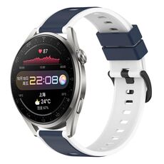 Per Huawei Watch 3 Pro 22mm Cinturino in silicone bicolore (blu notte + bianco)
