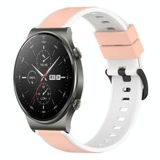 Per Huawei GT2 Pro 22mm Cinturino in silicone bicolore (rosa + bianco)