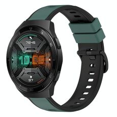 Per Huawei Watch GT 2E 22mm Cinturino in silicone bicolore (verde oliva + nero)