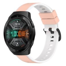 Per Huawei Watch GT 2E 22mm Cinturino in silicone bicolore (rosa + bianco)