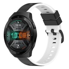 Per Huawei Watch GT 2E 22mm Cinturino in silicone bicolore (nero + bianco)
