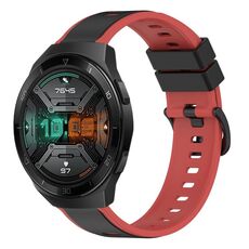 Per Huawei Watch GT 2E 22mm Cinturino in silicone bicolore (nero + rosso)