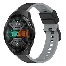 Per Huawei Watch GT 2E 22mm Cinturino in silicone bicolore (nero + grigio)