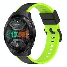 Per Huawei Watch GT 2E 22mm Cinturino in silicone bicolore (nero + verde lime)