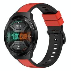 Per Huawei Watch GT 2E 22mm Cinturino in silicone bicolore (rosso + nero)