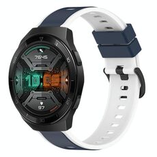 Per Huawei Watch GT 2E 22mm Cinturino in silicone bicolore (blu notte + bianco)
