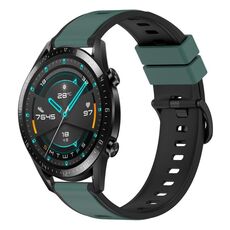 Per Huawei GT2 46mm 22mm Cinturino in silicone bicolore (verde oliva + nero)