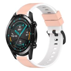 Per Huawei GT2 46mm 22mm Cinturino in silicone bicolore (rosa + bianco)