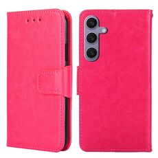 Custodia per telefono in pelle con texture cristallo per Samsung Galaxy S24+ 5G (rosa rosso)