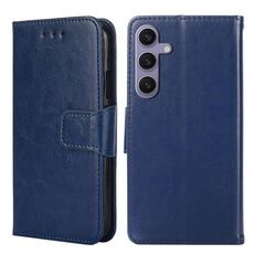 Custodia per telefono in pelle con texture cristallo per Samsung Galaxy S24+ 5G (blu reale)