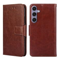 Custodia per cellulare in pelle con texture cristallo per Samsung Galaxy S24+ 5G (marrone)