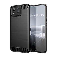Custodia in TPU in fibra di carbonio con texture ultra spazzolata per Asus Zenfone 11 (nera)