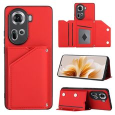 Per OPPO Reno11 Global Skin Feel PU + TPU + Custodia per telefono con slot per schede PC (Rosso)