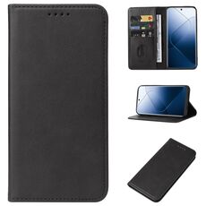 Custodia per telefono in pelle con chiusura magnetica per Xiaomi 14 Pro (nera)