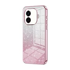 Per vivo iQOO Z9 Turbo Gradient Glitter Powder Custodia per telefono elettrolitico (rosa)