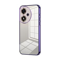 Custodia per telefono con foro fine con placcatura trasparente per Honor Play 50 (viola)