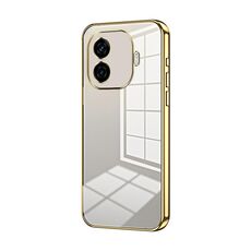 Per vivo iQOO Z9 Custodia per telefono con foro sottile con placcatura trasparente (oro)