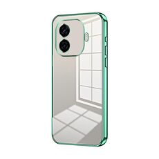 Per vivo iQOO Z9 Custodia per telefono con foro sottile con placcatura trasparente (verde)
