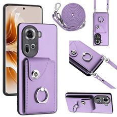 Per OPPO Reno11 Custodia per telefono con supporto per anello per borsa per organo globale con cordino lungo (viola)