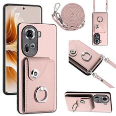 Per OPPO Reno11 Custodia per telefono con supporto per anello per borsa per organo globale con cordino lungo (rosa)