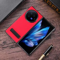 Custodia per telefono in PU con texture Litchi per vivo X Fold3 Pro con supporto (rosso)