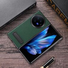 Custodia per telefono in PU con texture Litchi per vivo X Fold3 Pro con supporto (verde)