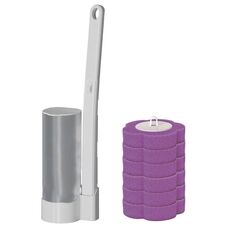 Con 6 testine al profumo di lavanda, scopino per WC usa e getta, set per la pulizia del WC, spazzolino di ricambio