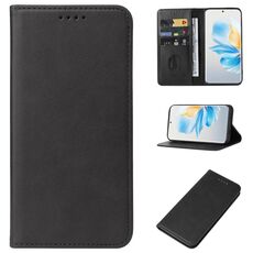 Custodia per telefono in pelle con chiusura magnetica per Honor 100 (nera)