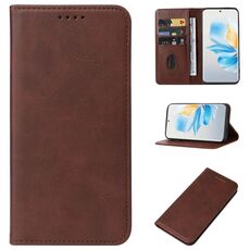 Custodia per telefono in pelle con chiusura magnetica per Honor 100 (marrone)