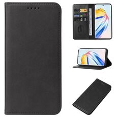 Custodia per telefono in pelle con chiusura magnetica per Honor X9b / Magic6 Lite 5G (nera)