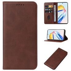 Custodia per telefono in pelle con chiusura magnetica per Honor X9b / Magic6 Lite 5G (marrone)