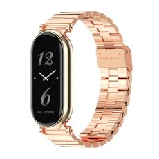Per Xiaomi Mi Band 8 Mijobs GT4 cinturino in metallo con fibbia in bambù (oro rosa)