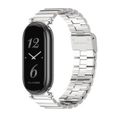 Per Xiaomi Mi Band 8 Mijobs GT4 Cinturino in metallo con fibbia in bambù (argento)