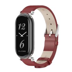 Per Xiaomi Mi Band 8 Mijobs GT4 cinturino in pelle di vacchetta primo strato (rosso argento)