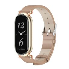 Per Xiaomi Mi Band 8 Mijobs GT4 cinturino in pelle di vacchetta primo strato (oro rosa albicocca)