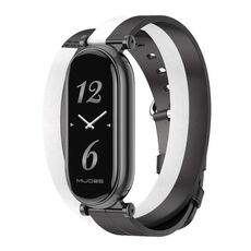 Per cinturino in pelle Xiaomi Mi Band 8 Mijobs GT4 Dual-Loop (nero + bianco + nero)