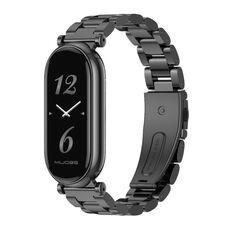 Per Xiaomi Mi Band 8 Mijobs GT4 cinturino in metallo con tre perline (nero)