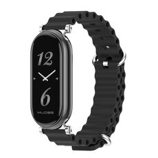 Per Xiaomi Mi Band 8 Mijobs GT4 Cinturino traspirante in silicone marino (nero argento)