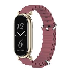 Per Xiaomi Mi Band 8 Mijobs GT4 Cinturino per orologio traspirante in silicone marino (vino rosso chiaro oro)
