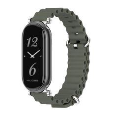 Per Xiaomi Mi Band 8 Mijobs GT4 Cinturino traspirante in silicone marino (verde kaki argento)