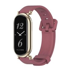 Per Xiaomi Mi Band 8 Mijobs GT4 cinturino in silicone traspirante (vino rosso chiaro oro)