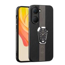 Custodia per cellulare con retro in pelle magnetica globale Litchi per vivo Y03 con supporto (nero)