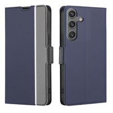 Per Samsung Galaxy S24 5G Custodia per telefono in pelle con pulsanti laterali con texture twill (blu)
