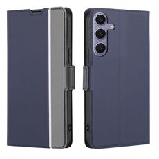 Per Samsung Galaxy S24+ 5G Custodia per telefono in pelle con pulsanti laterali con texture twill (blu)