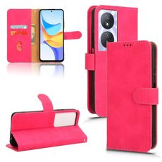 Custodia per telefono in pelle con vibrazione magnetica Skin Feel per Honor Play 50 Plus (rosa rosso)